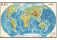 Физическая карта мира, мелованная бумага, 90x58 см