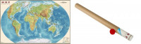 Физическая карта мира, мелованная бумага, 90x58 см