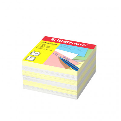 Бумага для заметок ErichKrause®, 90x90x50 мм, 2 цвета: белый, желтый