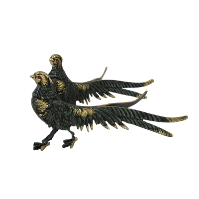 Статуэтка Фазаны пара, бронза с покрытием "с синим отливом"