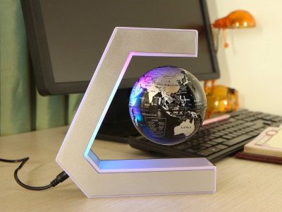 Глобус левитирующий на подставке, серебристый EV-EK-3-SLV