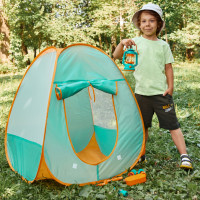 Детская игровая палатка "Набор Туриста" с набором для пикника 5 предметов: лампа, аптечка, бинокль, лопатка, мультиприбор (свисток, фонарик, компас)