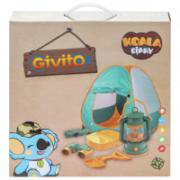 Детская игровая палатка "Набор Туриста" с набором для пикника 5 предметов: лампа, аптечка, бинокль, лопатка, мультиприбор (свисток, фонарик, компас)