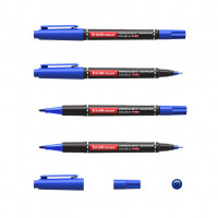 Двухсторонний перманентный маркер ErichKrause® Double P-80, цвет чернил синий, черный, красный (в футляре по 3 шт.)