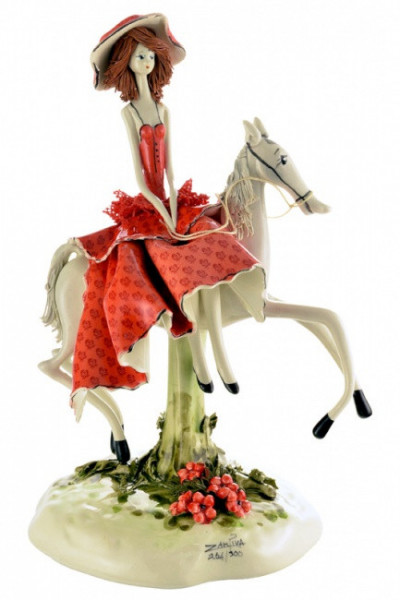 Дама на лошади, 20cm, фарфор, Zampiva, Италия