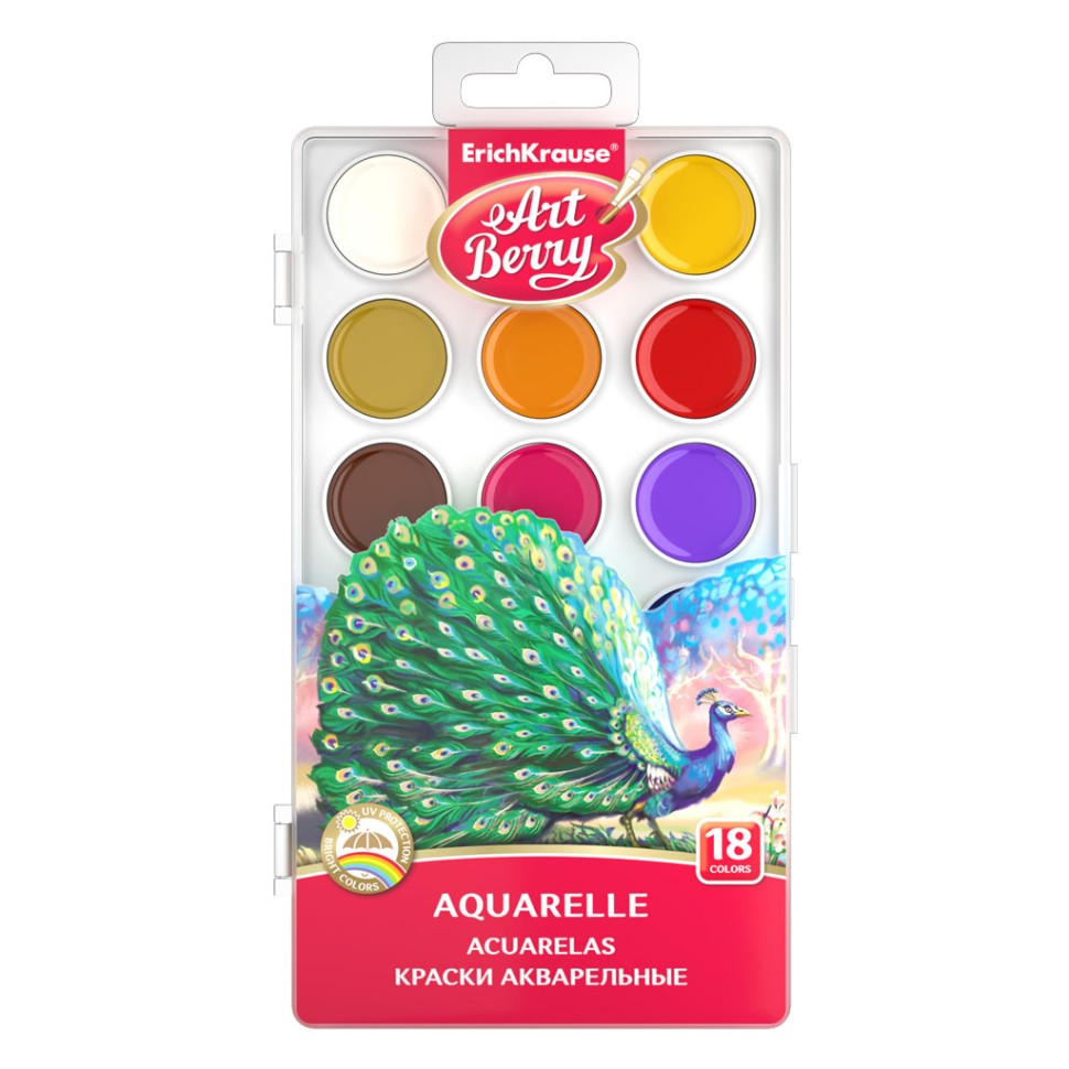 Краски акварельные ArtBerry® с УФ защитой яркости 18 цветов