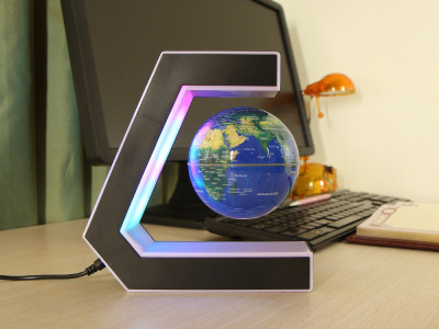 Глобус левитирующий на подставке, серебристый EV-EK-3-BLU