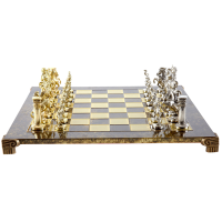 Шахматный набор подарочный  Греко-Романский период, коричневая доска 28x28x2 см, фигурки 5,4 см