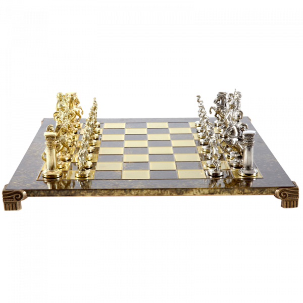 Шахматный набор подарочный  Греко-Романский период, коричневая доска 28x28x2 см, фигурки 5,4 см