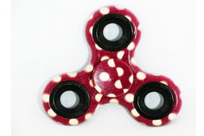 Спиннер DK-3-RED Бордовый в Белый Горошек