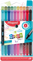 GRAPH PEP'S Ручка капиллярная, толщина линии - 0,4 мм, 20 цветов, деко, в футляре