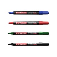 Перманентный маркер ErichKrause®  P-200, цвет чернил: черный, синий, красный, зеленый (в футляре по 4 шт.)