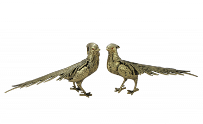 Статуэтка Фазаны пара, золото, размер 17х32х6 (2 шт)