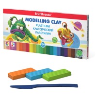 Классический пластилин ErichKrause® Monsters 24 цвета со стеком, 360г (коробка)