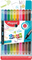 GRAPH PEP'S Ручка капиллярная, толщина линии - 0,4 мм, 10 цветов, деко, в футляре