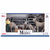 Игрушки фигурки в наборе серии "На ферме", 7 предметов (фермер, семья осликов ограждение-загон, инвентарь)