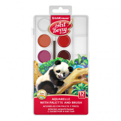 Краски акварельные ArtBerry® с УФ защитой яркости 12 цветов с палитрой и кистью