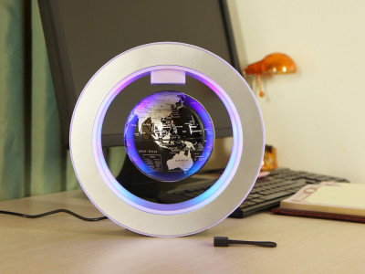 Глобус левитирующий на подставке, серебристый EV-R-4-SLV