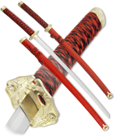 Набор самурайских мечей, 2 шт.  Ножны алый мрамор