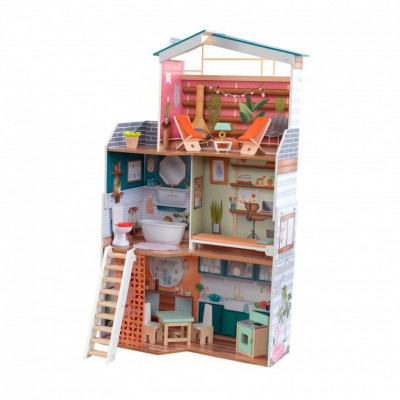 Деревянный кукольный домик "Марлоу", с мебелью 14 предметов в набор...