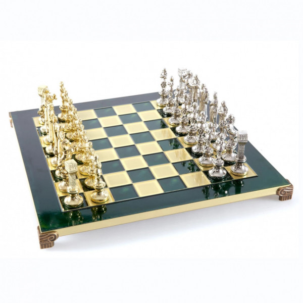 Шахматный набор Ренессанс, зеленая доска 36x36x3 см, высота фигурок 8,3 см