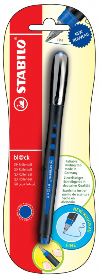 Ручка-роллер Stabilo Bl@Ck в блистере, синяя, 1 шт