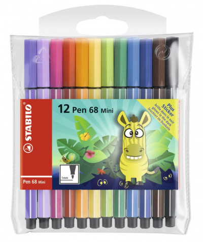 Набор фломастеров Stabilo Pen 68 Mini Funnimals 12 цветов, пластик