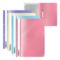 Папка-скоросшиватель с перфорацией пластиковая ErichKrause® Fizzy Pastel, A4, ассорти (в пакете по 20 шт.)
