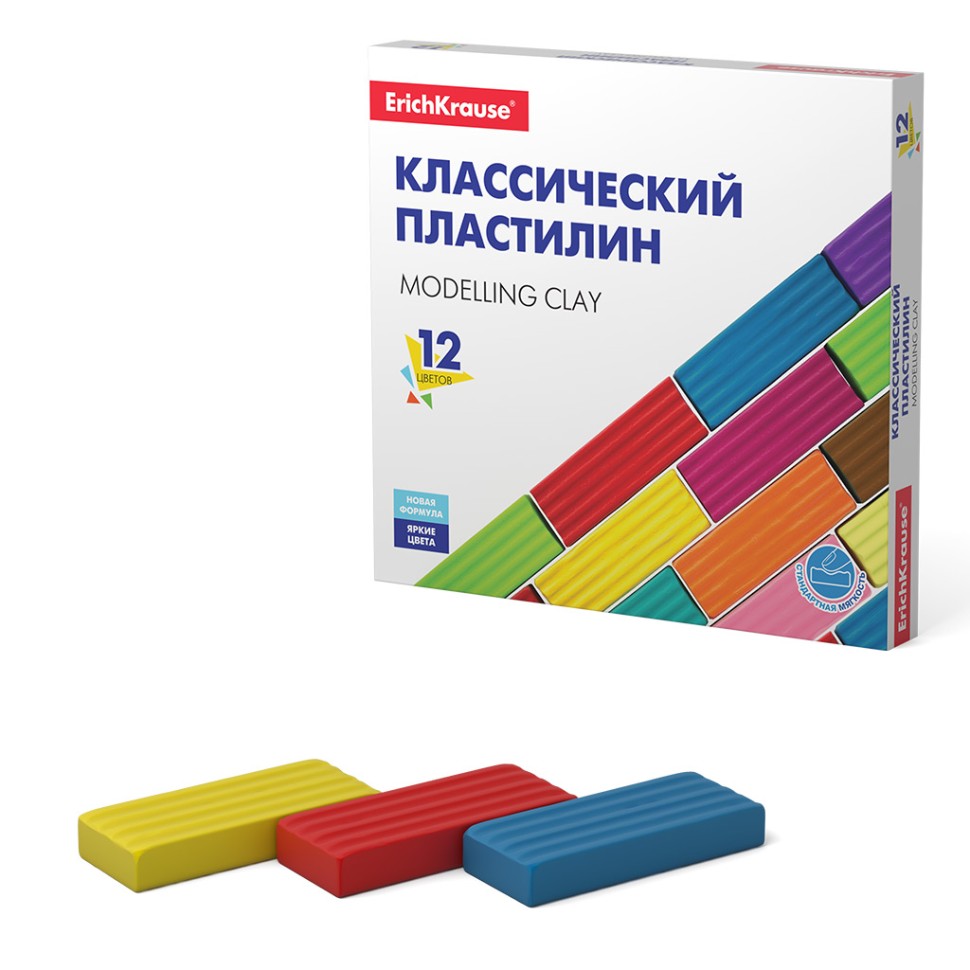 Классический пластилин ErichKrause® Basic 12 цветов, 192г (коробка)