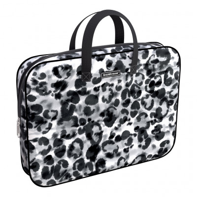 Папка текстильная на молнии ErichKrause® с ручками Grey Leopard, A4+