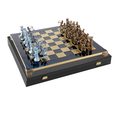 Шахматы подарочные  Античные войны, латунь, бронза, высота фигурок 9.7 см