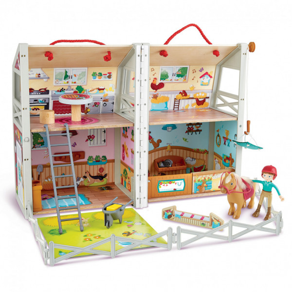 Деревянный кукольный домик "Моя любимая ферма", с мебелью 25 предметов, 1 куклой в наборе, для кукол 15 см