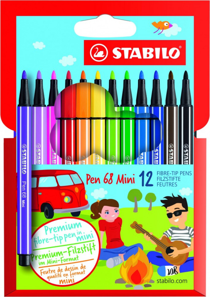 Набор фломастеров Stabilo Pen 68 Mini 12 цветов, картон