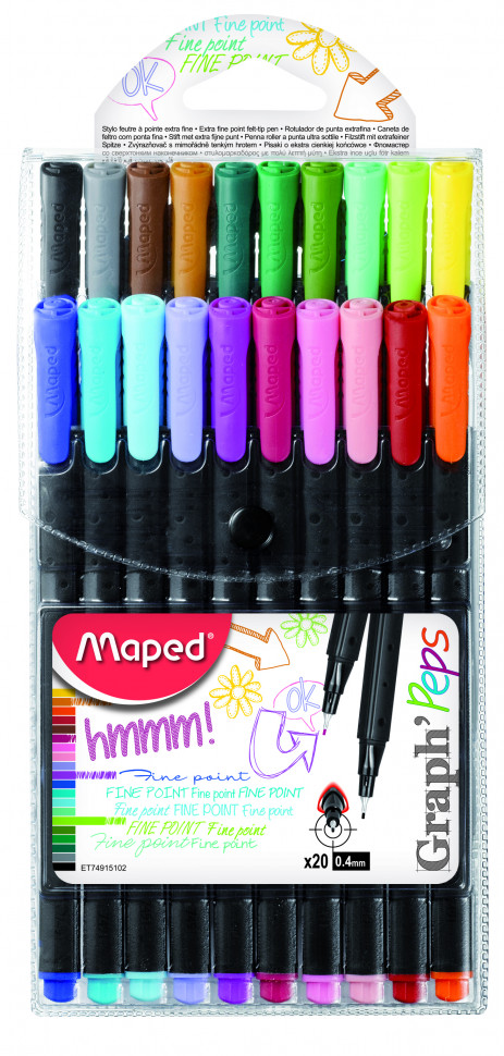 GRAPH PEP'S Ручка капиллярная, толщина линии - 0,4 мм, эргономичная зона обхвата, 20 цветов