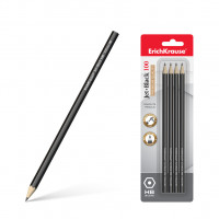 Чернографитный шестигранный карандаш ErichKrause® Jet Black 100 HB (в блистере по 4 шт.)