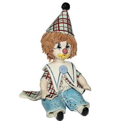 Клоун в голубой шапке, 15 см, фарфор, Zampiva, Италия