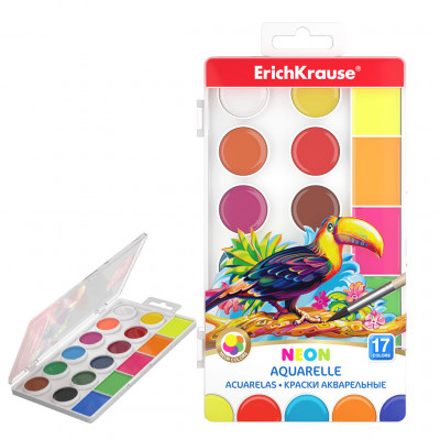 Краски акварельные ArtBerry® Neon с УФ защитой яркости 17 цветов с увеличенны...