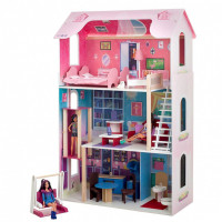 Деревянный кукольный домик "Муза", с мебелью 16 предметов в наборе и с качелями, для кукол 30 см