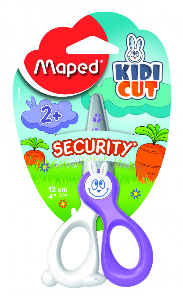 Детские ножницы KidiCut 12 см, для детей от 3 лет, цвет ассорти, лезвия из стекловолокна с закругленными концами, в блистере