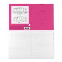 Тетрадь школьная ученическая ErichKrause® Классика Neon розовая, 24 листа, линейка  (в плёнке по 10 штук)