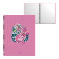 Папка файловая пластиковая на спирали ErichKrause® Rose Flamingo, с 40 прозрачными карманами, A4 (в пакете по 4 шт.)