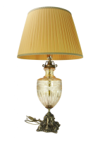 Лампа настольная, Италия, h = 75, d = 45 см, на бронзовом основании с тканевым абажуром