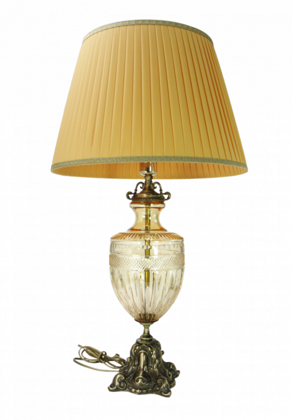 Лампа настольная, Италия, h = 75, d = 45 см, на бронзовом основании с тканевым абажуром