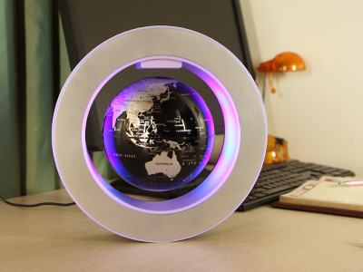 Глобус левитирующий на подставке, серебристый EV-R-6-SLV