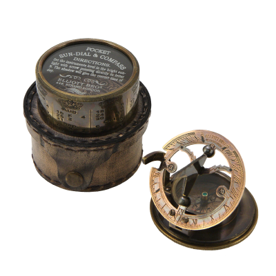 Морской компас в кожаном футляре, размер 10х9х5 см