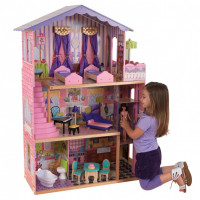 Деревянный кукольный домик "Особняк мечты", с мебелью 13 предметов в наборе, для кукол 30 см