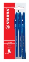 Шариковая ручка Stabilo Liner 808, цвет чернил синий, 3 шт в блистере