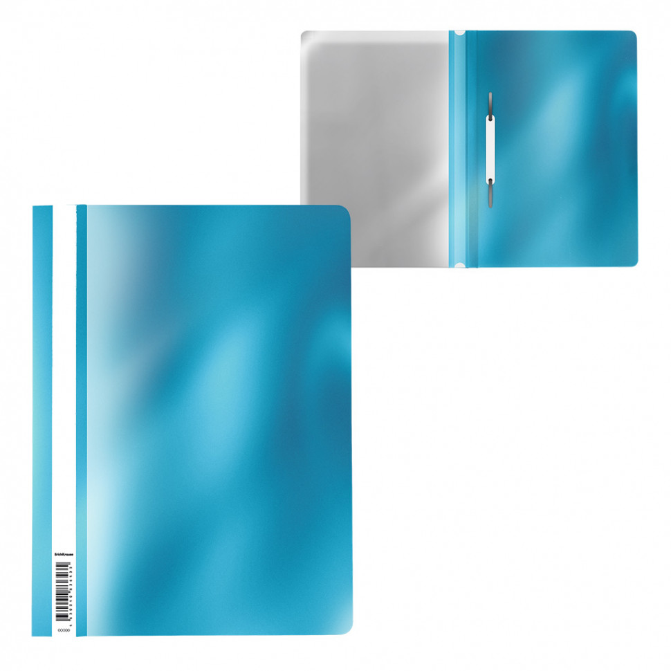 Папка-скоросшиватель пластиковая ErichKrause® Glossy Ice Metallic, A4, голубой (в пакете по 20 шт.)