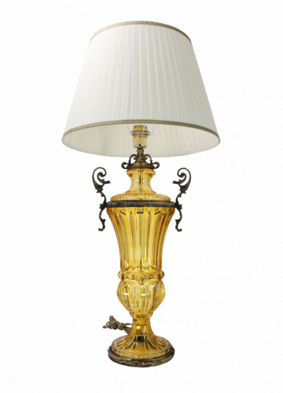 Лампа настольная, Италия, h = 85, d = 45 см, на бронзовом основании с тканевы...