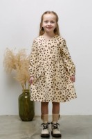 Платье для девочки Диана NÖLEBIRD,  цвет леопард на бежевом